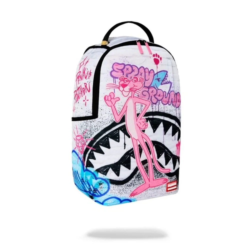NEW Sprayground Pink Panther Heist Mural Shark Backpack Pink White Black Unisex
